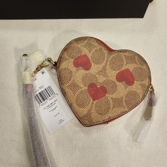 COACH Bags SIGNATURE HEART WRISTLET Coin Purse Wallet Authentic - Picture 7 of 10